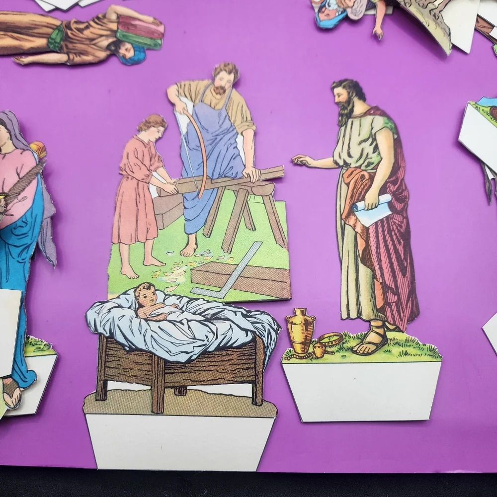 Vintage Bible Card Stock Paper Cut Out Stand Ups Story Tell Teaching - Large Lot - Picture 6 of 12